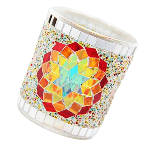 Cabilock 1pezzi Vetro Portacandele Bicchiere Vuoto per Aromaterapia Motivi Floreali Colorati per Matrimoni Decorazioni Domestiche e Feste