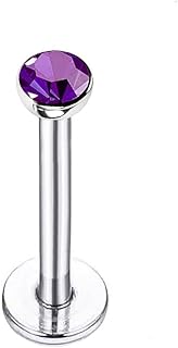 مجوهرات ثقب للاذن/الشفاه من جيم - ارجواني، فضي