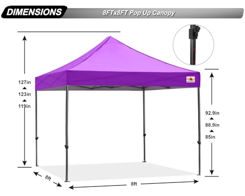 Image of ABCCANOPY Patio Pop Up Canopy Tent 8x8 Commercial-Series (Purple)