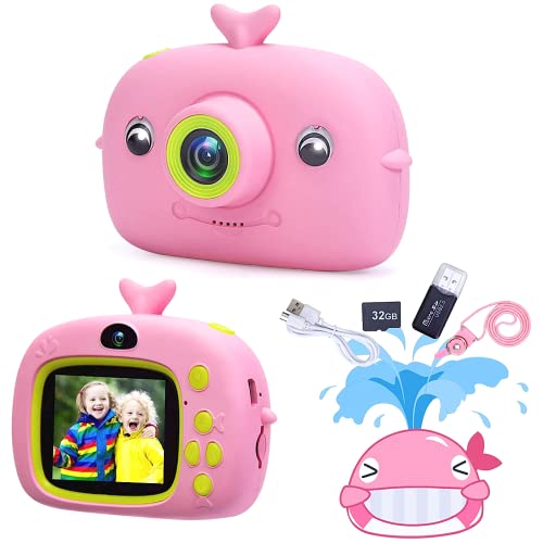 Eutionho Cámara Infantil para Niños y Niñas, Cámara selfie para Niños a Partir de 4 Años, Cámara Digital con Pantalla de 2 Pulgadas, Lente Dual de 20 MP, 1080P HD, Regalos de Juguetes para Niños, Rosa Cover