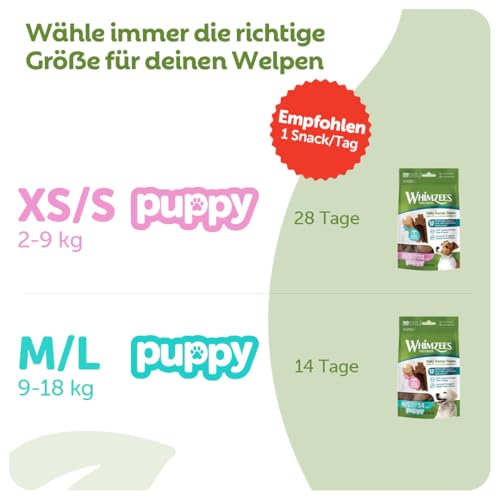 WHIMZEES Puppy Stix XS/S, 28 Stück – Größe XS/S, Kaustangen für kleine Welpen, Getreidefrei, Natürlich, ohne Zuckerzusatz