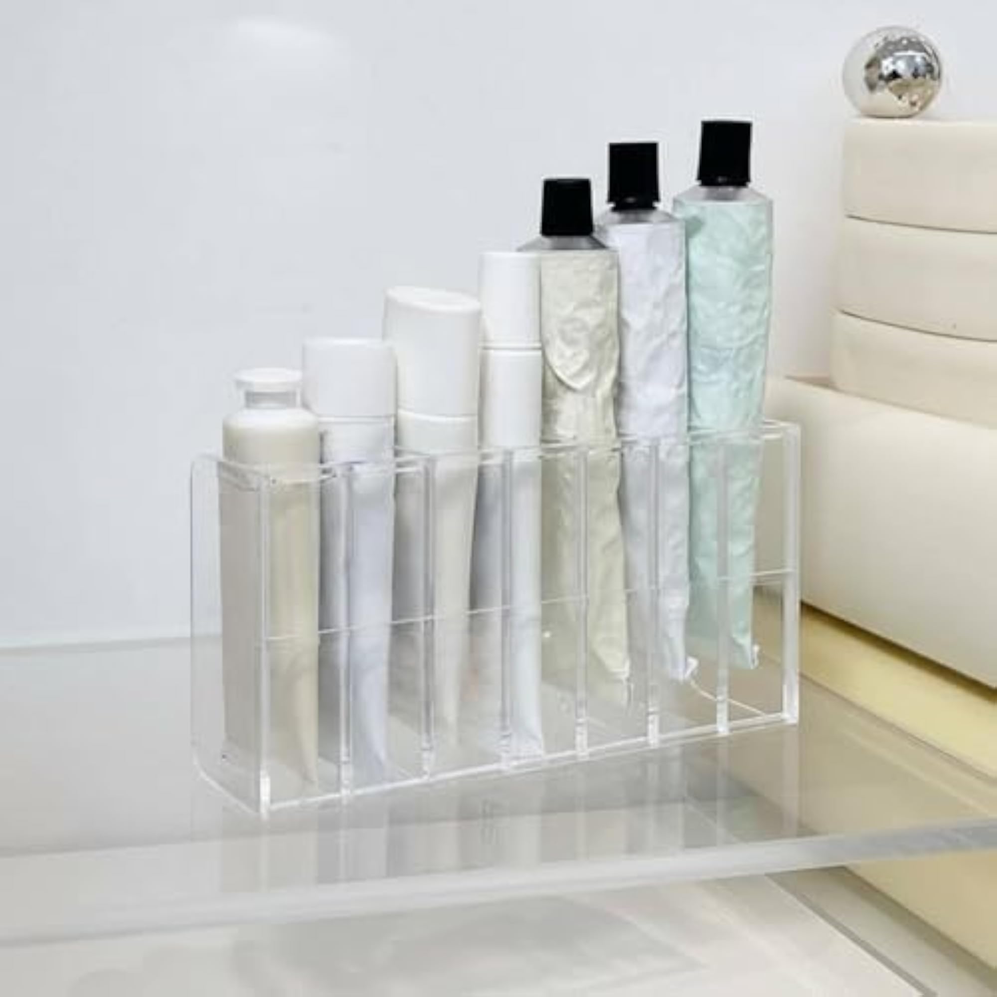 Tiered Tube Display Rack, Clear Cosmetic Organizer