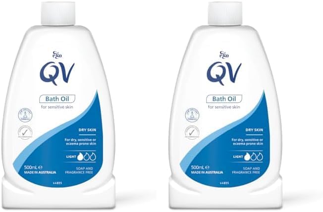 Bath Oil (500 ml) Moisturising Bath Soak for Sensitive Skin, Relief from Dry Itchy Skin, Gentle pH Balanced Formula, Fragrance Free, Soap Free, Non Greasy, Noncomedogenic Bath Soak (Pack of 2)