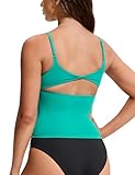 CRZ YOGA Damen Twiat Back Tankini Tops U-Ausschnitt Spaghettiträgern Gepolsterter Bathing Suits Bikinioberteil Blarney Green 40