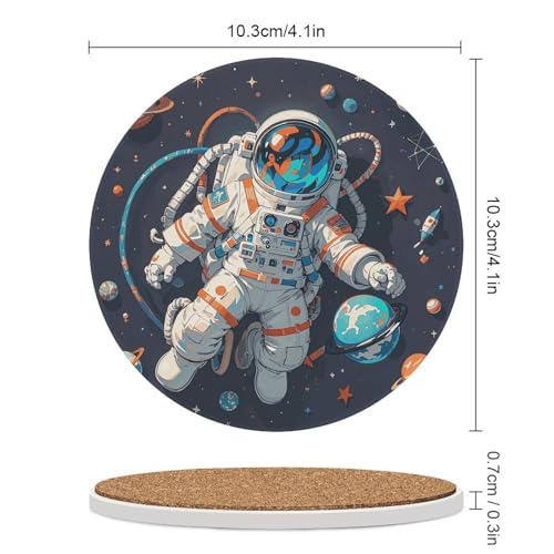 Dessous de verre astronaute en céramique de qualité avec support de rangement