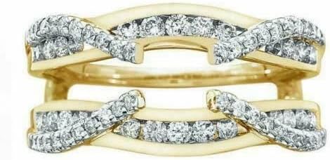 1.50 Carat Round Shape Simulated Diamond Womens Wedding Engagement Enhancer Ring 14k Yellow Gold Plated.