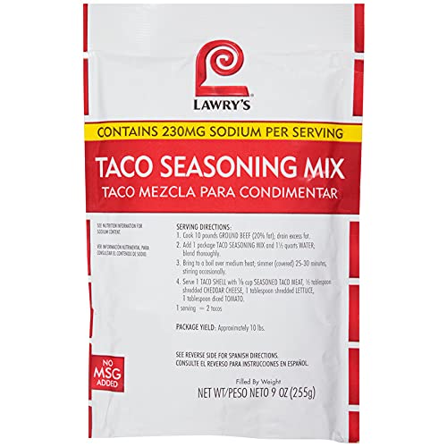 Lawry's Taco Seasoning Mix, 9 oz One 9 Ounce Packet of