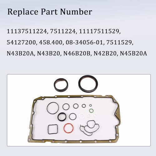Image of AUCERAMIC Engine Oil Pan Gasket Set Fit for BMW 2005-2015 X1 X3 Z4 2001-2015 120i 118i 318i 318ti 318ci 320i 320si 520i E46 E88 2.0L L4 N43 N46 OE#11117511529 11137511224