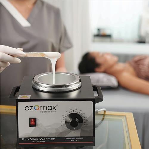 Image of OZOMAX Pro Wax Warmer, (black), Metal Body, Professional-Grade Wax Heater for Hair Removal, Waxing, and Depilatory Treatments, Fast Heating, Thermostatic Control, Autocut Off, Safe, Durable, and Easy to Clean