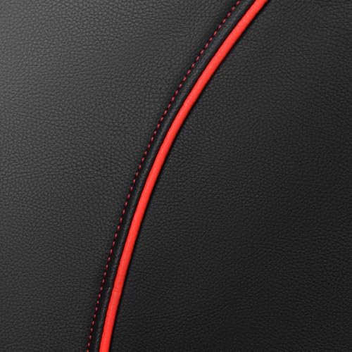 Image of CAR PASS Leather Back Seat Cover,Piping Waterproof Bench Seat Cover, Rear Seat Cover Universal Fit for Cars Sedans SUVs Truck 95% Automotive Interior Backseat Car Covers (Rear,Black and Red)