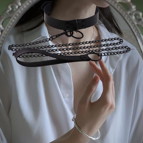 Choker Halsband Damen Schmuck Cage-Halskette Chocker Cage-Halskette Leder KostüM Schwarzes Halsband Damen Schwarz Accessoires Gothic Rib Frauen Steampunk Schwarz Lederhalsband Vampir Collar Women