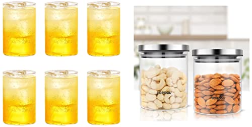 Image of Borosil Vision Glass Set, 295ml, Set of 6, Transparent & Classic Glass Jar for Kitchen Storage, Set of 2, (600ml + 600ml) Combo