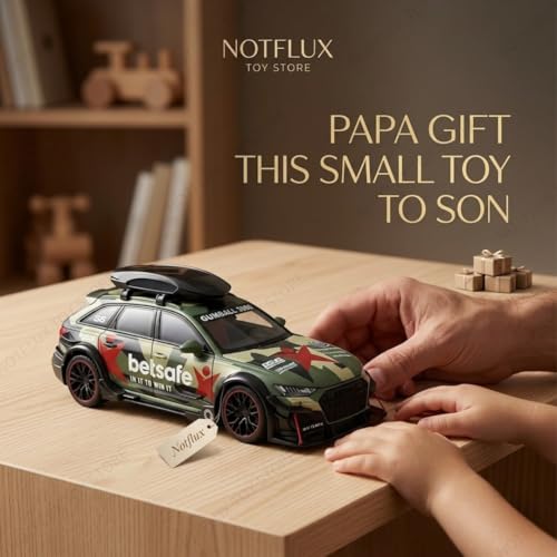 Image of Audi RS6 Military Edition 1:24 Scale Diecast Model Car - Premium Alloy Supercar Toy with Realistic Details, Opening Doors, Pull Back Action for Kids & Collectors [Pack of 1] [Multicolor]