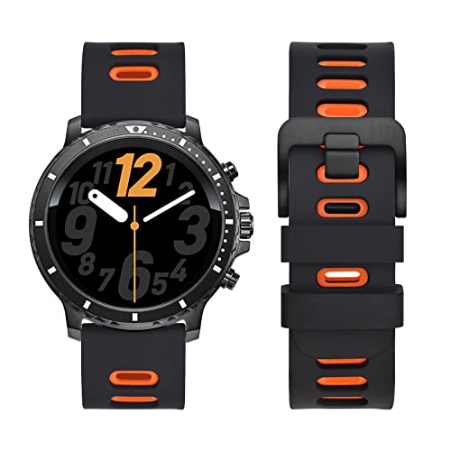 Wocci 22Mm Bicolor Watch Band, Silicone Rubber, Quick Release Replacement Strap For Men And Women, Black Stainless Steel Buckle (Black-Orange) #TOP4