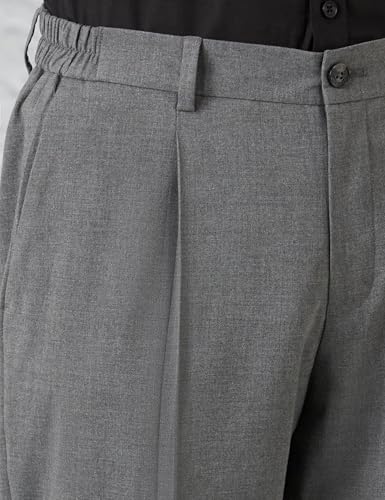 Image of Amazon Brand - Symbol Men's Pleated Stretchable Formal Pants |Half-Elasticated | Regular Fit (Available in Plus Sizes)