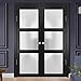 SARTODOORS Lucia 2552 | Double Swing Interior French Doors with Glass with Frosted Glass, Solid Wood, Hardware Included, 84x80, Black, Modern