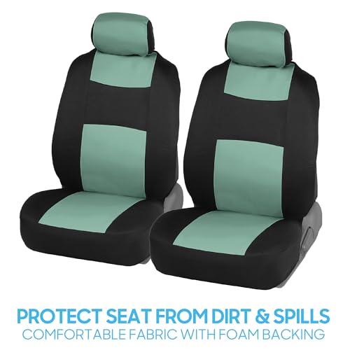 Image of BDK PolyPro Mint Green Car Seat Covers for Women Full Set - Front and Rear Split Bench, Easy Install with Two-Tone Accent, Interior Covers for Auto Truck Van SUV