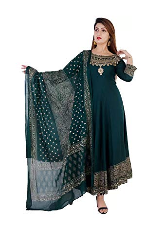 Kurta für Frauen mit Dupatta Partykleidung traditioneller indischer Designer Anarkali Kurti, Grün , X-Large Cover