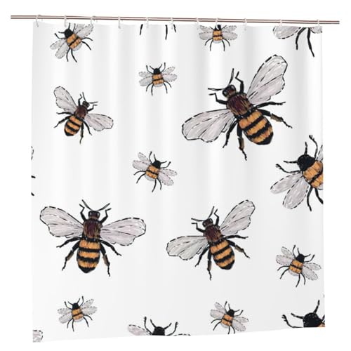 Rideau de douche étanche en polyester durable 183x183 cm motif abeilles - 2