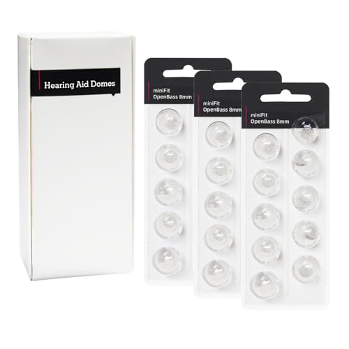 Hearing Aid Domes for Oticon Replacements, Oticon Minifit Open Bass Domes (8 mm/3 Packs）, Universal Domes for Oticon Hearing Aid Supplies.
