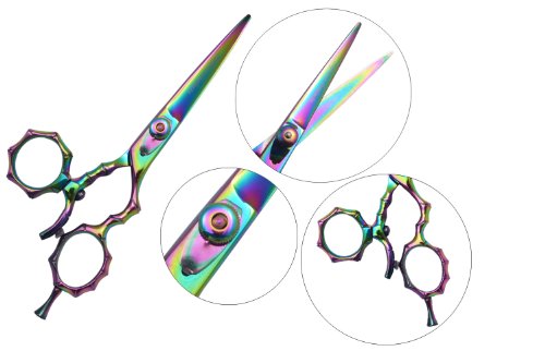 Supreme 5.5" Rainbow Titanium Swivel Thumb Hairdressing Scissors, Barber Shears