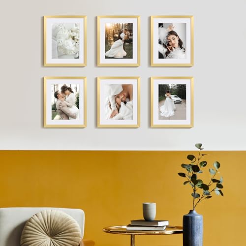 Image of upsimples 10x12 Picture Frame, Display Pictures 7x9 with Mat or 10 x 12 Without, Wall Hanging Photo Frames, Gold, 1 Pack