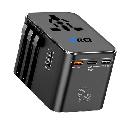 OREI 45Watt Universal Charger Adapter | 3X USBC 2XUSB A - 6-in-1 International Travel Adapter | 10 Years Warranty | Universal Travel Adapter Compatible 150+ Countries | Type C, A, G, I Compatible