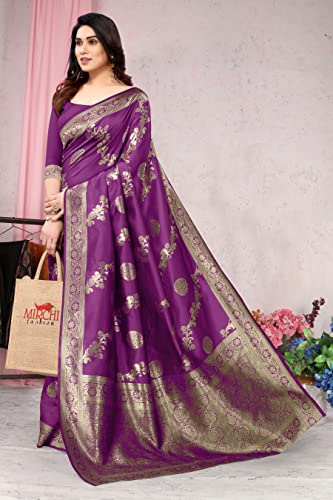 Image of MIRCHI FASHION Women Saree | Jacquard Banarasi Silk Woven Ethnic Motif Office Wear Sari