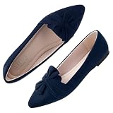 MUSSHOE Comfortable Office Flats for Women: Pointed Toe Work Shoes with Memory Foam - Dressy Business Casual Slip On Flats for Commute & All Day Wear