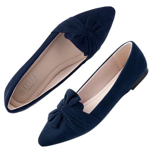 Image of MUSSHOE Comfortable Office Flats for Women: Pointed Toe Work Shoes with Memory Foam - Dressy Business Casual Slip On Flats for Commute & All Day Wear