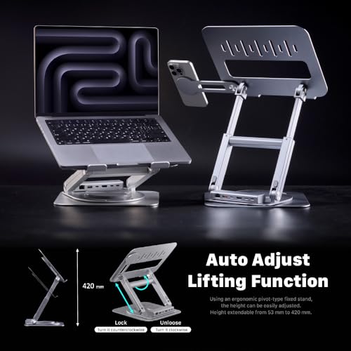 Support ordinateur portable USB-C ADAM elements avec hub 6 en 1 pour MacBook et iPad - 4