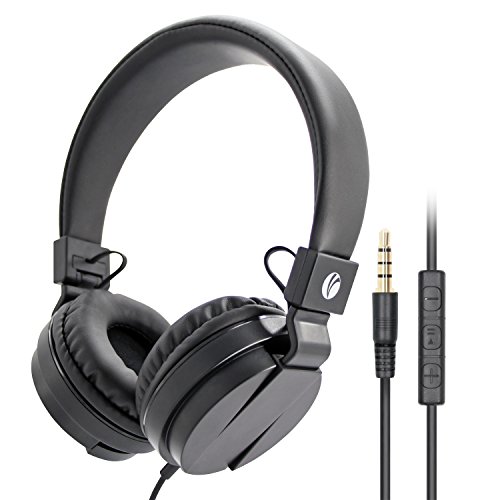 VCOM Foldable Wired Headphones with Microphone & Volume Control, Stereo Music Headset On
