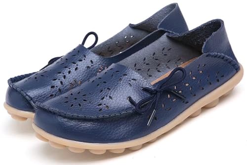 Image of Women's Floral Leather Slipper Loafers Flat Shoes Slip-Ons