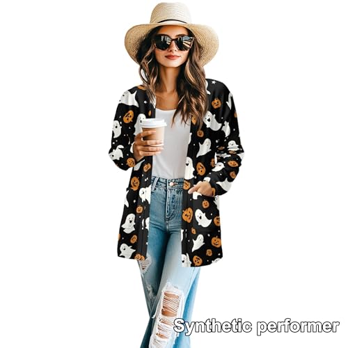 Image of Cardigan Sweaters for Women Long Sleeve Cardigan Soft Drape Open Front Fall Dusters V-Neck Jackets Dressy Loose Coat