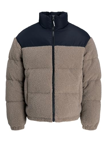 JACK & JONES Puffer Jacket Jcoflare Teddy-Chaqueta Acolchada, Gris Pardo Desierto, M para Hombre