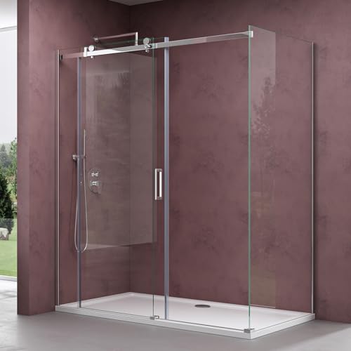 doporro Duschkabine 80x100x195cm Duschabtrennung mit Schiebetür ESG-Sicherheitsglas Klarglas inkl. beidseitiger Easy-Clean-Beschichtung Ravenna17