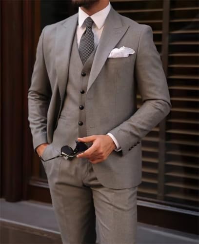 Men's 3 Piece Slim Fit Suits Two Buttons Tuxedo Formal Business Suit for Wedding Prom Dinner Party2