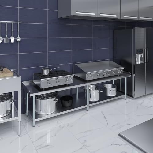 Image of AmGood Stainless Steel Equipment Stand - Heavy Duty, Commercial Grade, with Undershelf, NSF Certified (24 inch Width x 96 inch Length)