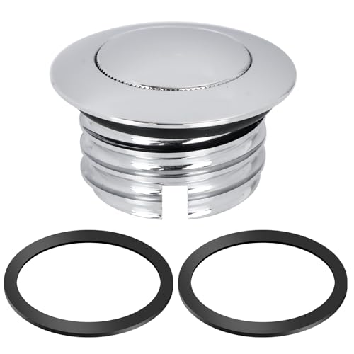 Image of BHB Motorcycle Fuel Tank Pop-up Fuel Gas Oil Tank Cap Compatible With Harley Davidson Regular Thread 1982-2018 (Silver)