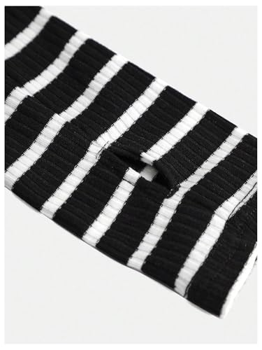 SweatyRocks Girl's Striped Star Graphic Short Sleeve Slim Fit Y2K T Shirts with Arm Sleeves4