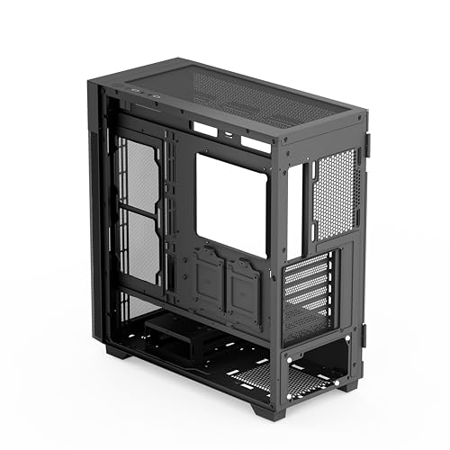 Image of Rosewill FBM-X7 ATX Mid Tower Case - Hinged Tempered Glass Side Panel, High Airflow, 4X PWM ARGB Fans, Pre-Installed 650W 80+ Gold ATX 3.1 Power Supply - Black