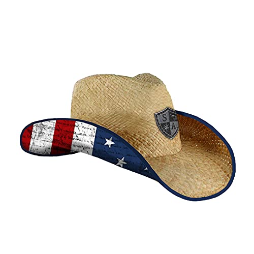 S A Company Cowboy Straw Hat - American Flag Cowboy Under Brim Sun Hat For Men And Women - Upf 50+ Sun Hat (American Flag) #TOP19