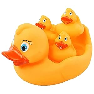 Koksi Rubber Duck Family Bath Set of 4 Swimming Toys for Baby Toddler Bath, Pool Large & Small Duckies Bathtime Game Joy