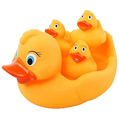 Koksi Rubber Duck Family Bath Set of 4 Swimming Toys for Baby Toddler Bath, Pool Large & Small Duckies Bathtime Game Joy