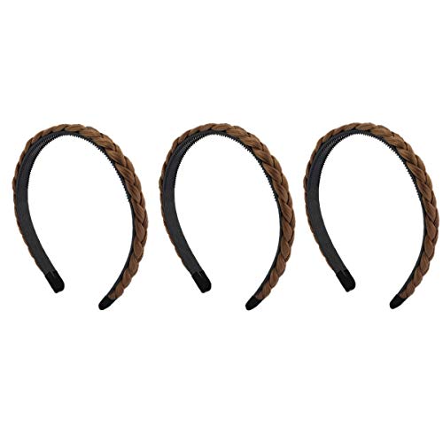 Preisvergleich Produktbild BONAMART 3 x Elegant Elastisch Haarband Geflochten Braun Blond Stirnband Perücke Damen