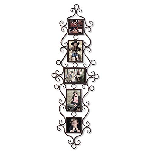 Adeco 5 Openings Decorative Black Metal Filigree Wall Hanging Collage Family Picture Photo Frame - Made To Display Three 4X6 And Two 4X4 Photos #TOP1
