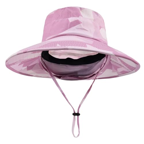 Image of Sun Hats for Men Women Fishing Hat UPF 50+ Breathable Wide Brim Bucket Hats Summer UV Protection Safari Hat with Neck Flap