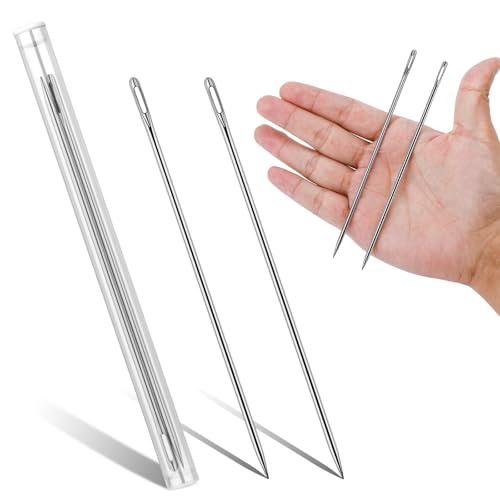 2 Pcs Large Sewing Needle 6 Upholstery Needles for Hand Sewing Embroidery Needles Tapestry Needle with Storage Tube for Stitching and Crafting