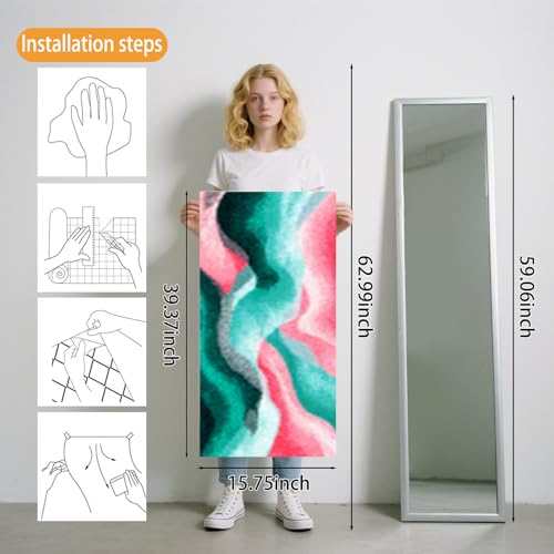 Image of Nuxovilar Green Pink Marble Swirl Wallpaper Peel Stick 15.75x39.37