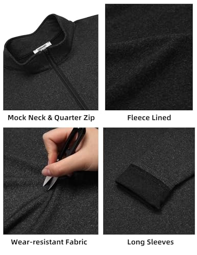 Image of COOFANDY Men's Quarter Zip Pullover Long Sleeve Sweatshirt 1 /4 Zip Golf Shirt Winter Fleece Lined Thermal Pullover